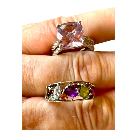 8 ct Mystic Topaz with side 1 ct Diopside stones with glimmer! Size 8. OOAK! - Picture 12 of 15